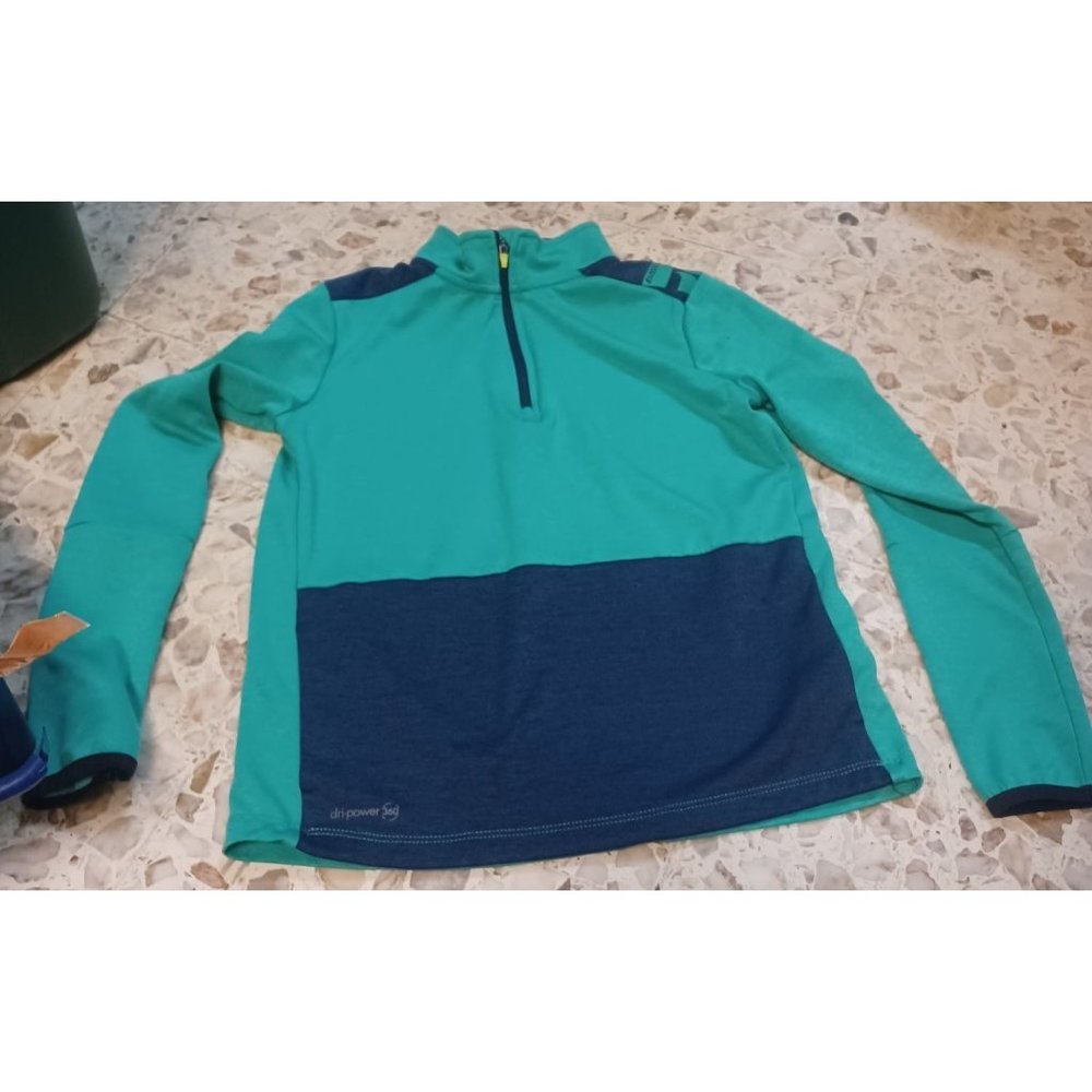 Russell Youth XL (14-16) Girls Athletic Top Long Sleeve Green Blue